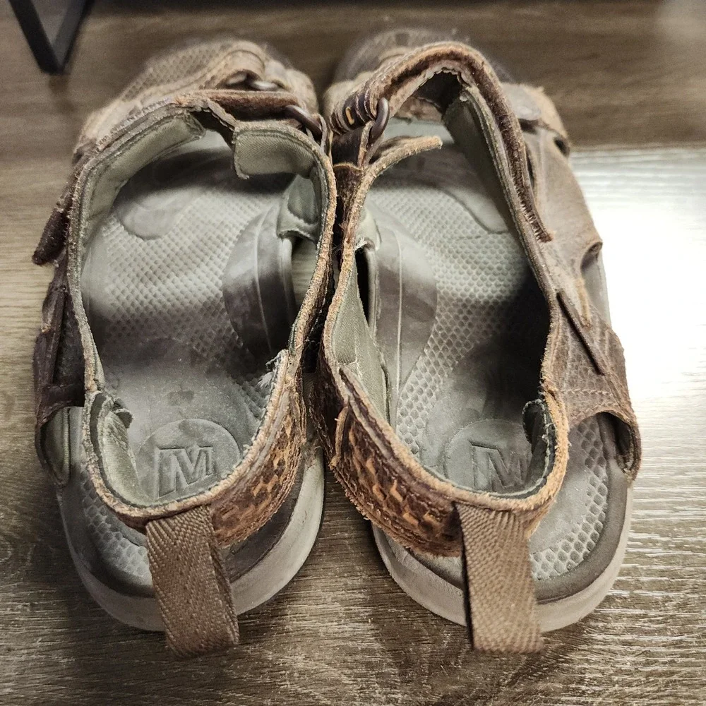 Merrell Men's Leather Dark Brown Sandals Size 13 Hiking Walking Outdoor Gorpcore